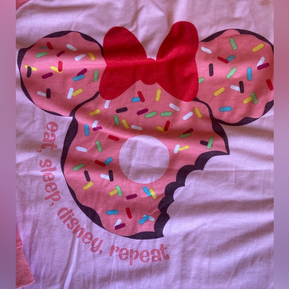 Disney Minnie Mouse Pink Pajama Top - Eat, Sleep, Disney, Repeat - Picture 2 of 4